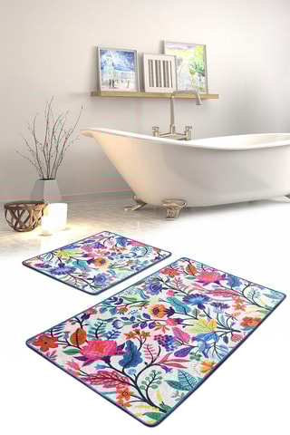 2 tapis de bain antibactériens Pictura - Multicolore - 50 x 60 / 60 x 100 cm