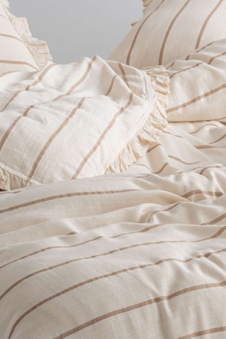 Parure de couette en coton Porto - Crème et marron