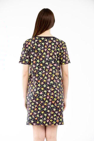 Vestido-t-shirt Preto, rosa e laranja