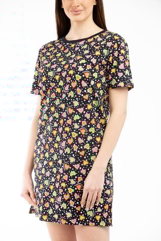 Vestido-t-shirt Preto, rosa e laranja