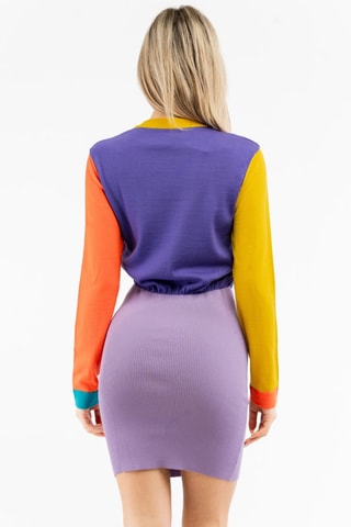 Vestido em lã - Violeta e amarelo