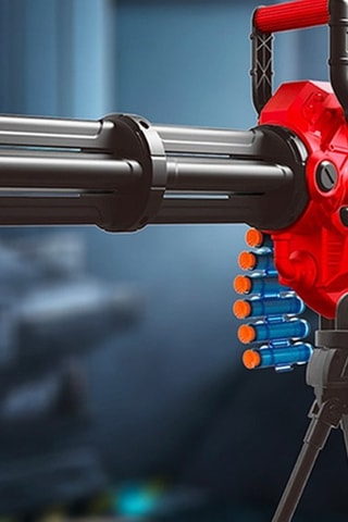 Metralhadora motorizada rajada com 40 dardos Guerilla - Preto e vermelho