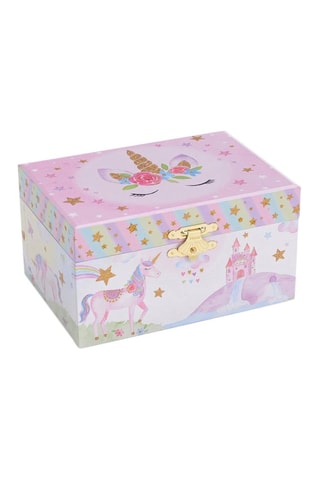 Caixa de música em madeira - Unicórnio Rosa e azul