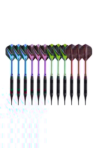 Jogo de 12 dardos profissionais com ponta plástica 19gr - Modelo Cupra - Multicolor