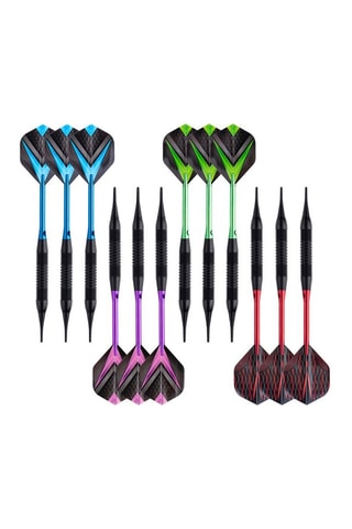 Jogo de 12 dardos profissionais com ponta plástica 19gr - Modelo Cupra - Multicolor