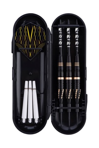 Jogo de 3 dardos profissionais com ponta plástica 24gr - Modelo Fire - Dourado