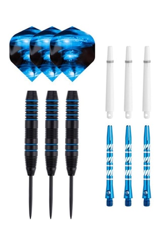 Jogo de 3 dardos profissionais com ponta plástica 22gr - Modelo Typhoon - Azul