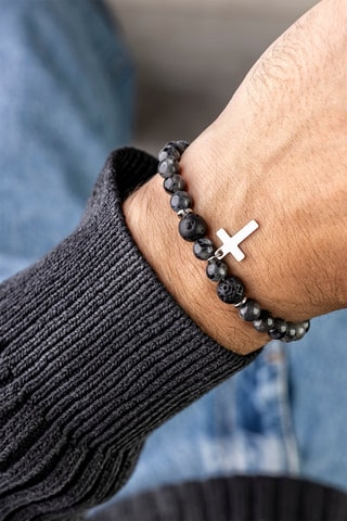 Bracelet - Larvikites et pierres de lave - Marc Malone