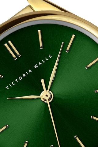 Montre à quartz en acier inoxydable - Doré et vert - Victoria Walls