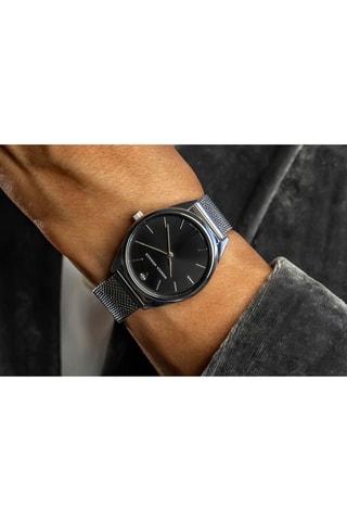 Montre à quartz en acier et diamant