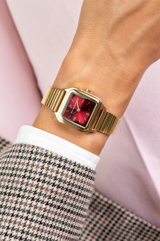 Montre à quartz en acier inoxydable - Doré et bordeaux - Emily Westwood