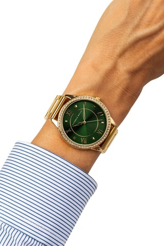 Relógio de quartzo em aço - Dourado e verde-escuro - Victoria Walls