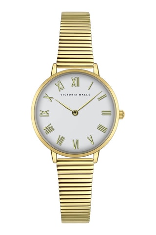 Relógio de quartzo em aço - Dourado e branco - Victoria Walls