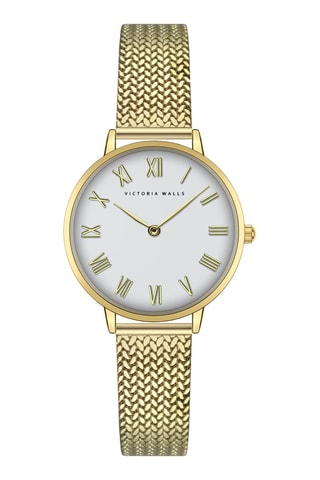 Relógio de quartzo em aço - Dourado e branco - Victoria Walls