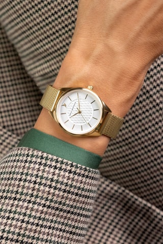 Relógio de quartzo em aço inoxidável - Dourado e branco - Emily Westwood