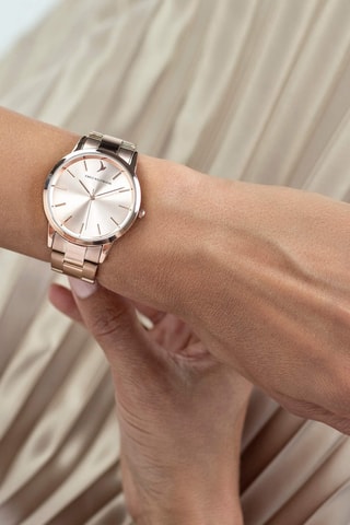 Relógio de quartzo em aço Dourado-rosa