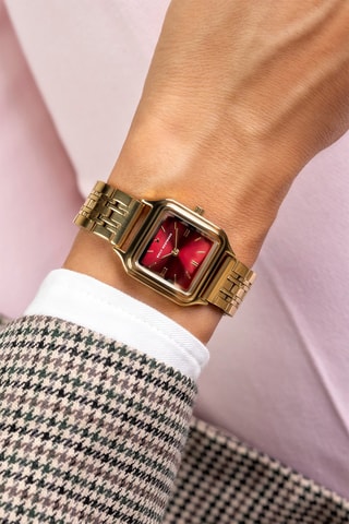 Montre à quartz en acier inoxydable - Doré et bordeaux - Emily Westwood