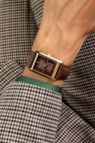 Montre à quartz en cuir - Marron et doré - Emily Westwood