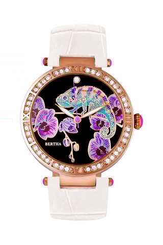 Montre à quartz en cuir et nacre