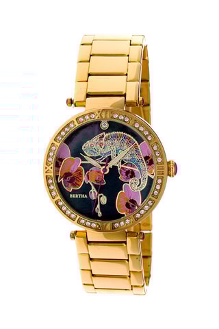 Montre à quartz en acier Camilla Bertha - Doré et violet