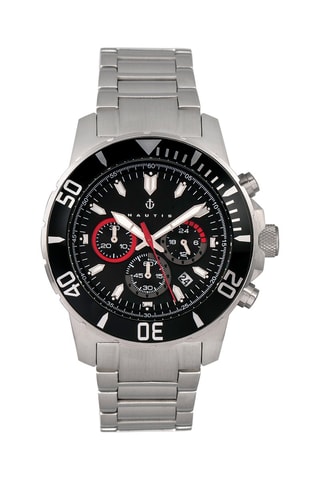 Stalen Quartz Horloge Zilverkleurig en Zwart - Chronograaf