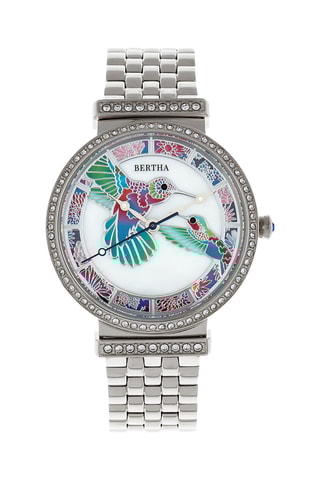 Montre à quartz en acier et nacre