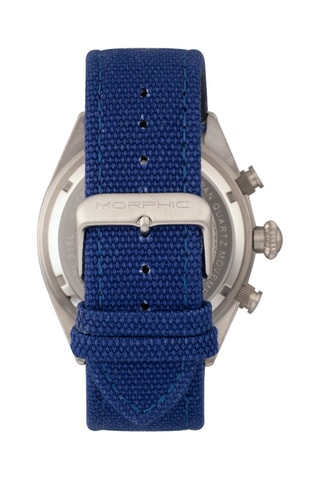 Leren Quartz Horloge M53 Series - Chronograaf en Tachymeter - Marineblauw en Zilverkleurig