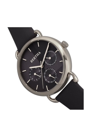 Montre à quartz en cuir - Noir et argenté