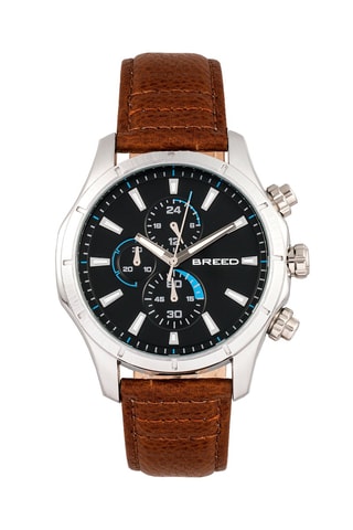 Leren Quartz Horloge Lacroix Camel en Zilverkleurig