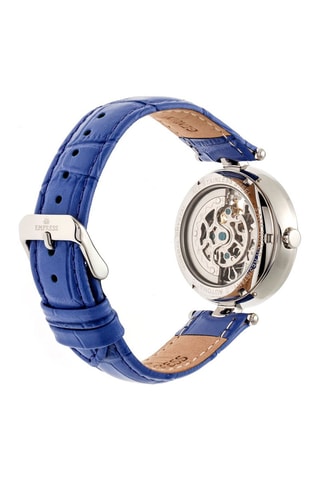 Montre automatique en cuir Stella Empress - Bleu roi et argenté