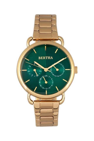 Montre à quartz en acier - Doré et vert