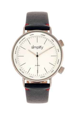 Montre à quartz en cuir The 3300 - Bleu marine et argenté