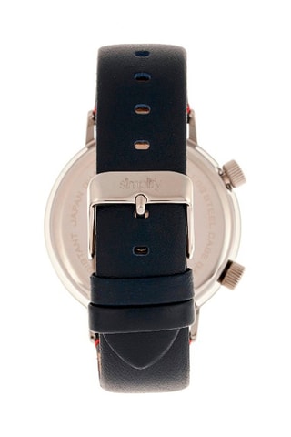 Montre à quartz en cuir The 3300 - Bleu marine et argenté