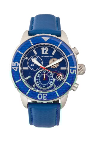 Leren Quartz Horloge M51 Series Kobaltblauw en Zilverkleurig