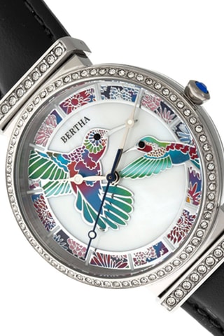 Montre à quartz en cuir et nacre