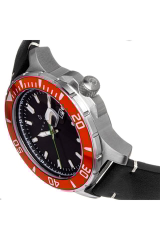Leren Quartz Horloge Diver Pro 200 - Zwart en Oranje