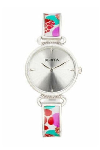 Montre à quartz en acier Katherine - Argenté et rouge