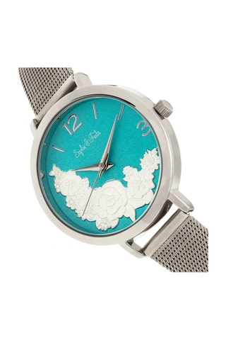 Montre à quartz en acier - Argenté et turquoise