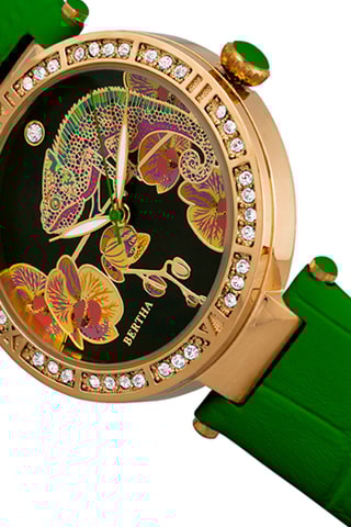 Montre à quartz en cuir et nacre