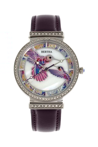 Montre à quartz en cuir et nacre