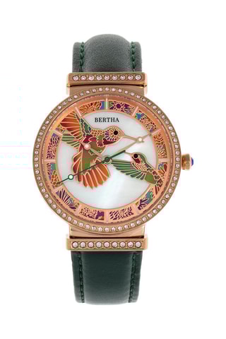 Montre à quartz en cuir et nacre