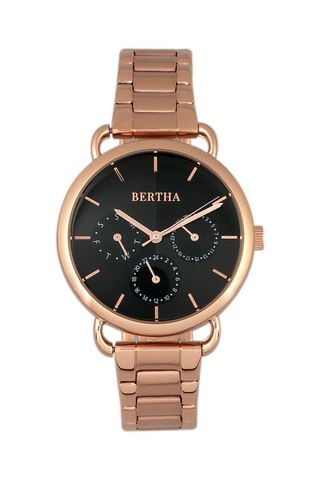 Montre à quartz en acier - Doré rose et noir