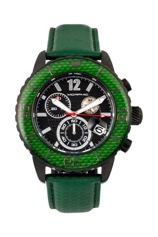 Leren Quartz Horloge M51 series Groen en Donkergrijs