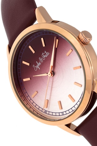 Montre à quartz en cuir - Doré rose et marron