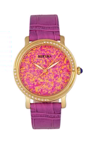 Montre à quartz en cuir Courtney - Violet et doré