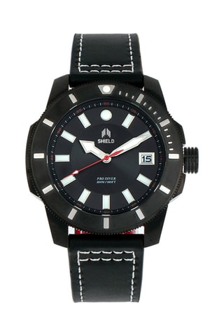 Leren Quartz Horloge Shaw Zwart