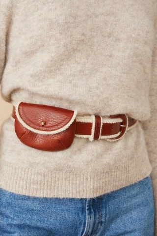 Sac ceinture en cuir et en laine - Marron