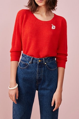 Pull en laine, mohair et alpaga Amelio - Rouge