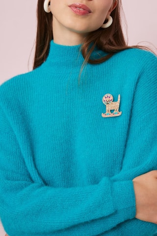 Pull en mohair et alpaga - Bleu