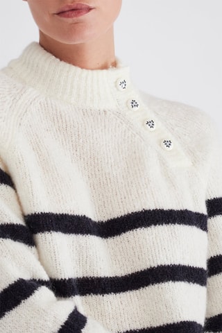 Pull en kid mohair et mérinos Chico - Blanc et bleu marine